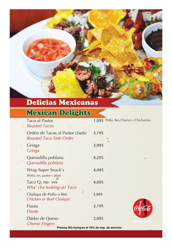 Menu SUPER SNACKS Restaurante y Heladeria